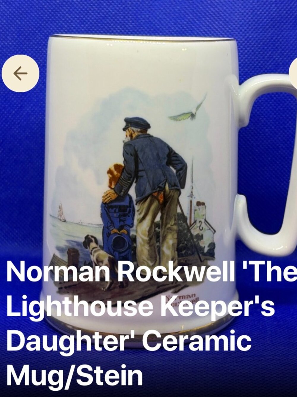 VTG! Norman Rockwell 'The Lighthouse Keeper's Daughter' Ceramic Mug/Stein ~4.5"T
